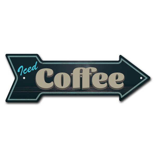 Signmission Iced Coffee Arrow Sign Funny Home Decor 24in Wide P-ARROW8-999805 - main
